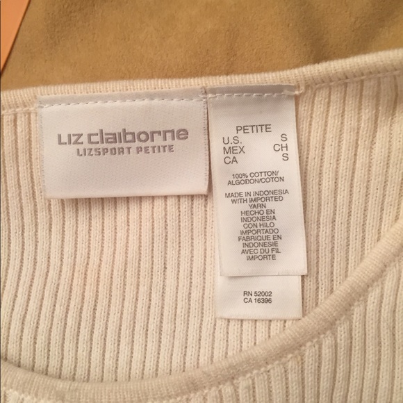 Liz Claiborne sport black and white sweater shirt, size SP, - Picture 3 of 3